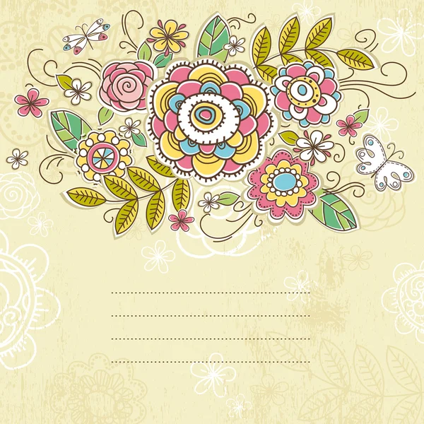 Background of hand draw  flowers, vector — Stock Vector