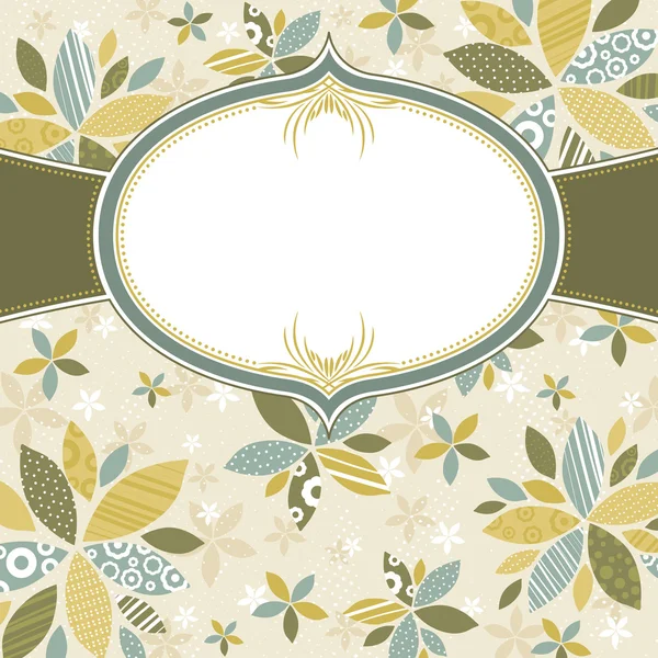 Floral bakgrund med vit etikett, vektor illustration — Stock vektor