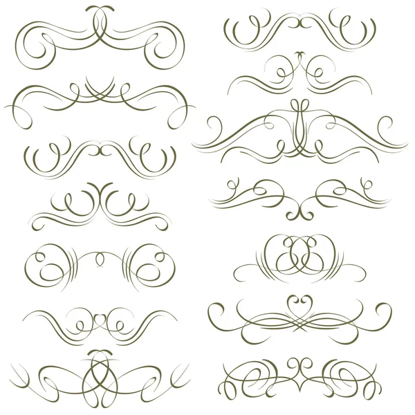 Caligrafía bordes decorativos, reglas ornamentales, divisores, vect — Vector de stock