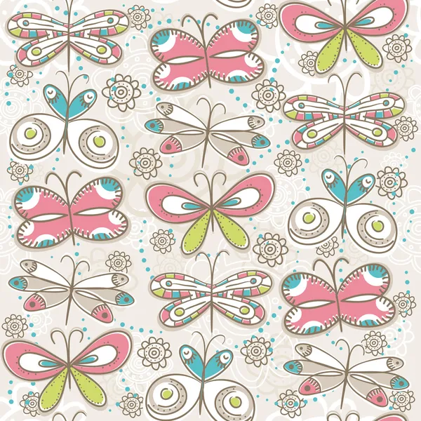 Pattern of hand draw  butterflies, vector — Stock Vector