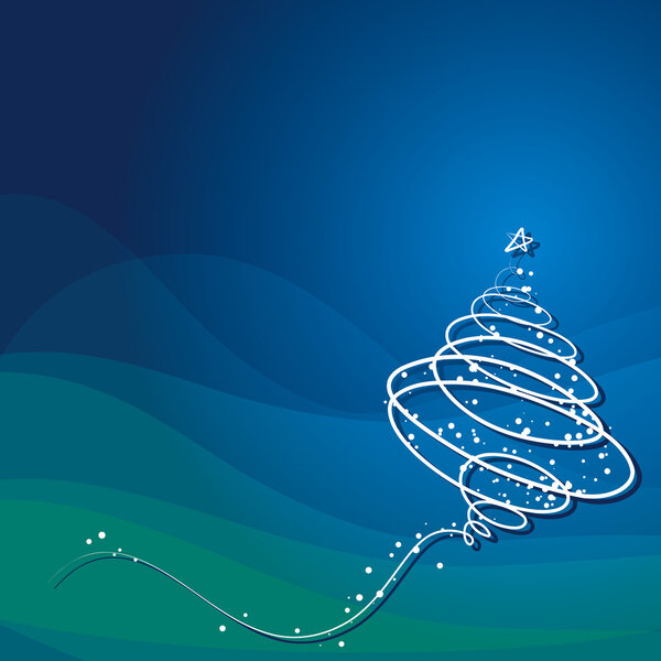 Christmas tree on blue  background, vector illustrations