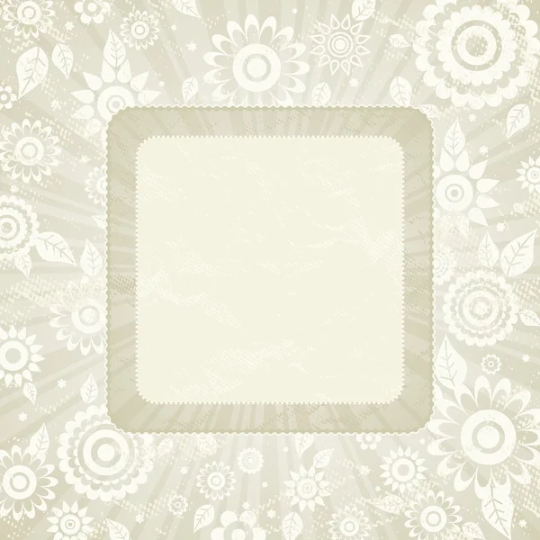 Frame van bloem op beige achtergrond, vectorillustratie — Stockvector