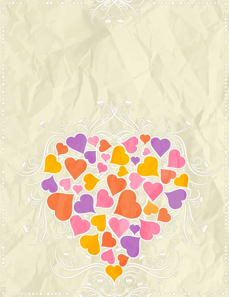 Tarjeta de felicitaciones con corazón rosa, vector — Archivo Imágenes Vectoriales