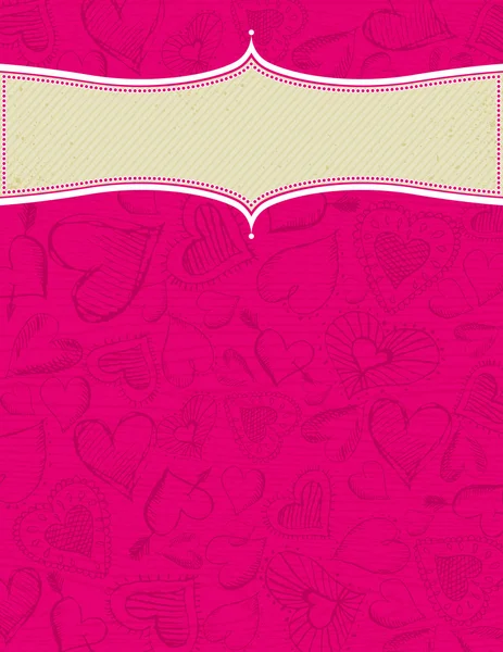 グランジ木製のピンクの背景手描き心 — ストックベクタ