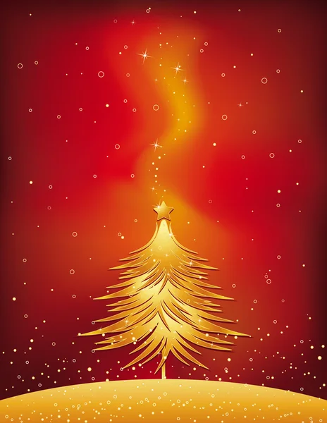 Golden christmas tree, vector illustration — Stock Vector