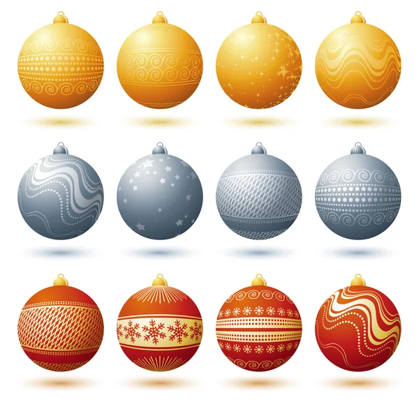 Twaalf Kerstmis bal over witte achtergrond, vector — Stockvector