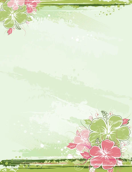 ベージュ色の背景にハイビスカスの花束 — ストックベクタ