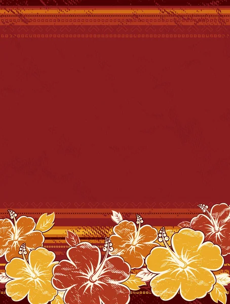 Bouquet von Hibiskus auf rotem Hintergrund — Stockvektor
