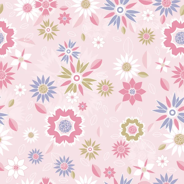 Textura de muchas flores diferentes sobre fondo rosa — Archivo Imágenes Vectoriales