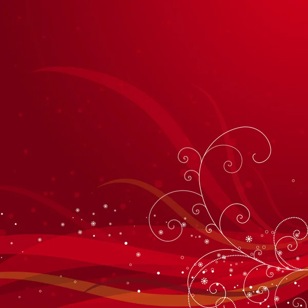 Fond rouge de Noël avec flocons de neige, Illustration vectorielle — Image vectorielle