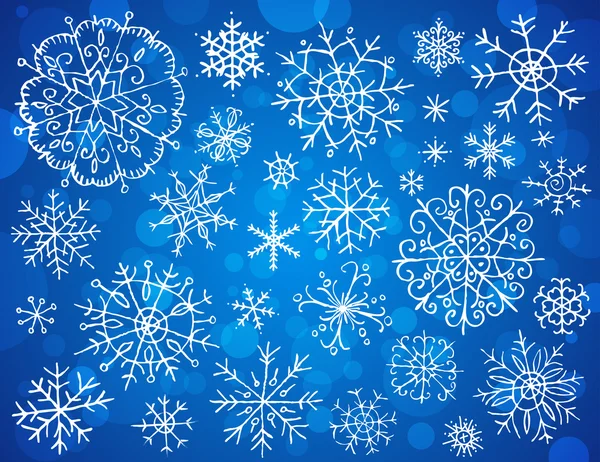 Снежинки на синем фоне, вектор — стоковый вектор