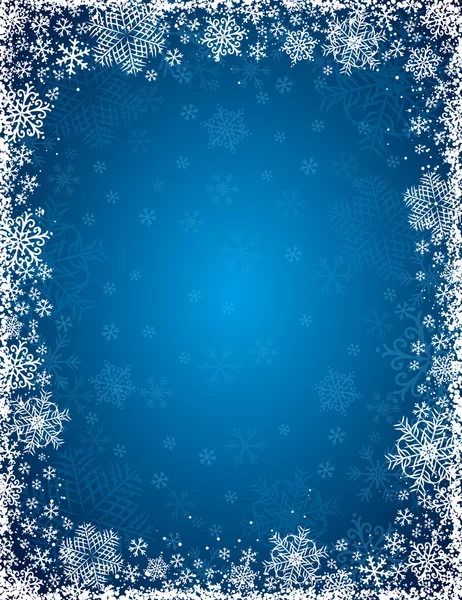 Fundo azul com quadro de flocos de neve, vetor — Vetor de Stock