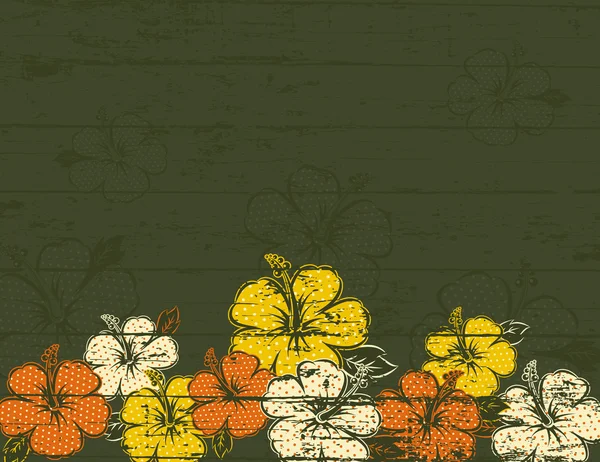 Hibiscus sobre fondo verde — Vector de stock