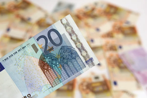 Twenty euro banknote on background of money — Stock Photo, Image