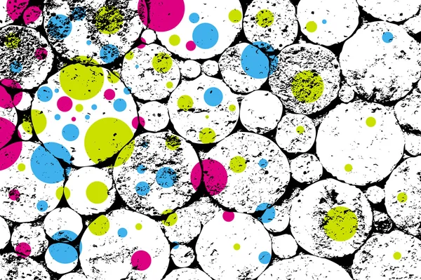 Grunge textuur met kleur ringen, vectorillustratie — Stockvector