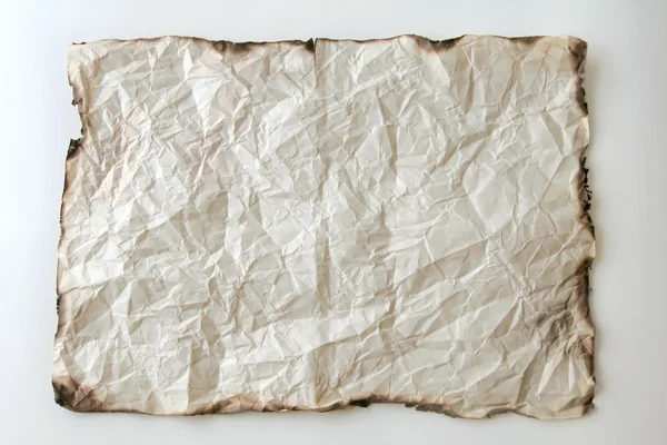 Burn crumple white paper — Stock Photo, Image