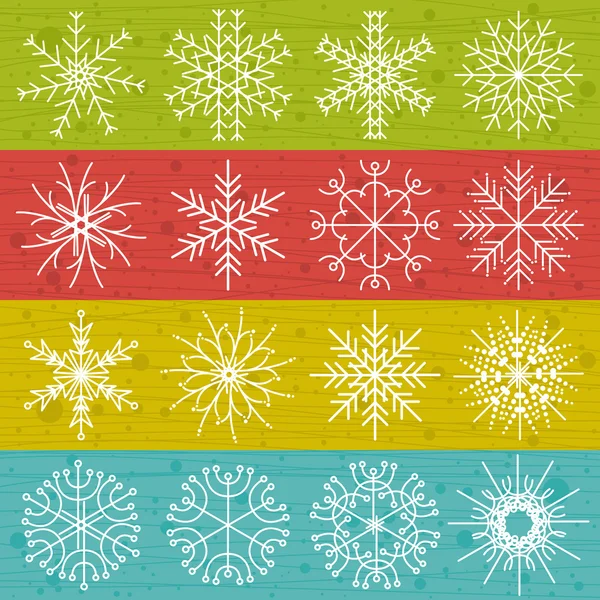 Snowflakes on color background, vector — Stock Vector