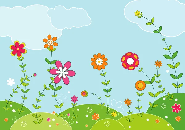 Fondo de flores de primavera, ilustración vectorial — Vector de stock