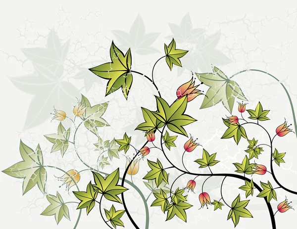 Modern grön bakgrund med många blad och blommor, vektor — Stock vektor