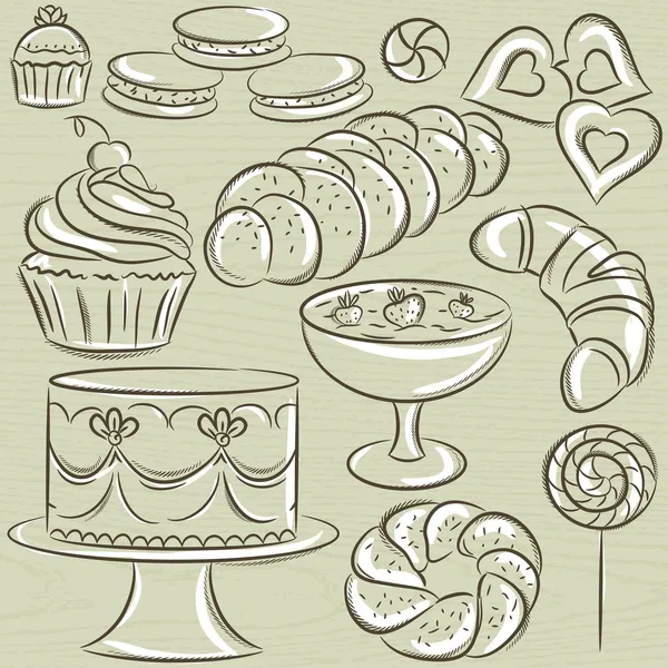 Set of different sweetmeats, vector — Stock Vector