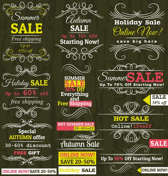 Set di etichette e banner di offerta speciale di vendita, vettore — Vettoriale Stock