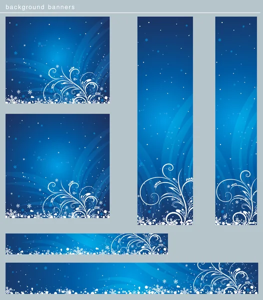 Blue christmas banners with snowflakes, vector illustration — Stock Vector