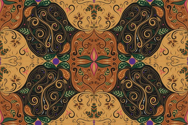 Patrón Batik Tradicional Vintage Tradicional Sin Costuras Concepto Floral Patrón — Vector de stock