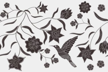 Geleneksel batik çiçek motifleriyle kusursuz desen