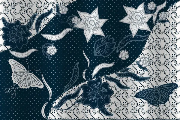 Batik Tradicional Para Motivos Tela Textil Fresco Vintage Patrón Diseño — Vector de stock