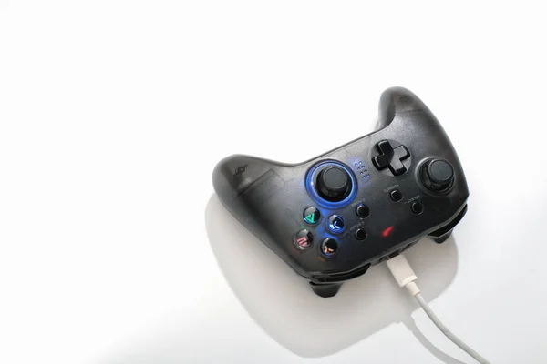 Gaming controller on white background, gaming and esports challenge, streaming online, tournament concept. — Stock Photo, Image