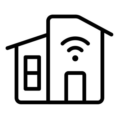 akıllı ev wifi tek bir izole edilmiş simge ana hatlı biçim çizimi