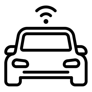 Özerk elektrikli otomobil izole edilmiş taslak biçim çizimi olan tek simge