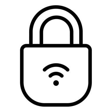 asma kilit güvenliği kablosuz tek bir izole edilmiş ikon ana hatlı biçim çizimi