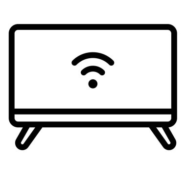 akıllı TV televizyonu, ana hatlı biçim illüstrasyonuna sahip tek bir izole simge değil