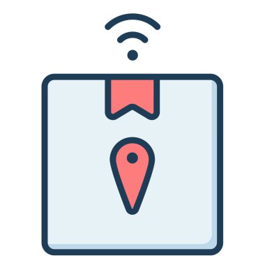 akıllı paket dağıtım kutusu dolu satır biçimi illüstrasyonlu tek izole simge