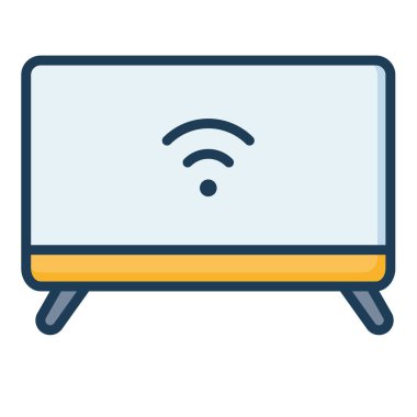 akıllı tv televizyon içi dolu satır biçimi illüstrasyonlu tek bir izole simge değil