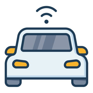 elektrikli araba özerk tek izole edilmiş çizgi biçimi çizimi illüstrasyonlu simge