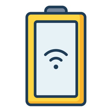 pil akıllı tek izole edilmiş simge ile dolu çizgi biçimi çizimi çizimi