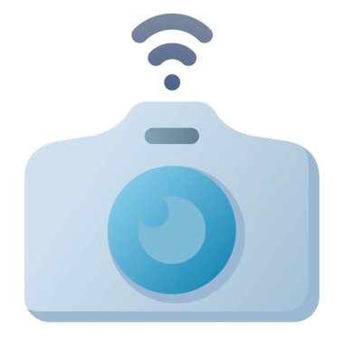 Fotoğraf makinesi kablosuz, izole edilmiş, pürüzsüz biçim vektör illüstrasyonlu tek bir simge