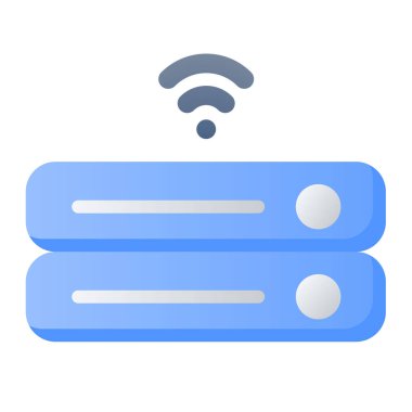 kablosuz sunucu depolama iot pürüzsüz biçim vektör illüstrasyonuna sahip tek bir izole simge