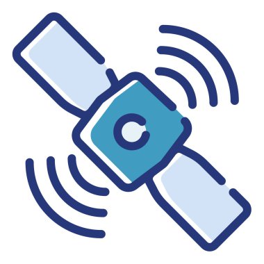 uydu sinyal iletişim alanı tire veya kesik çizgi biçimi illüstrasyonlu tek bir izole simge