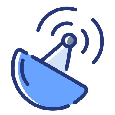 Verici uydu anteni- kesikli çizgi biçimi illüstrasyonlu tek bir izole simge