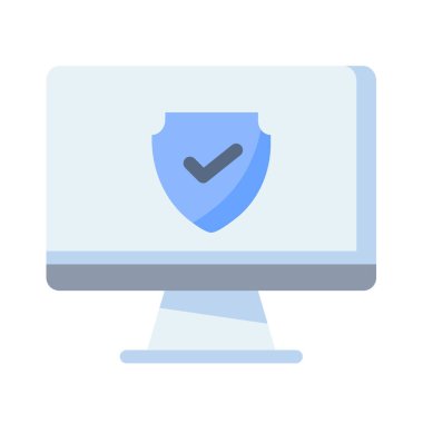 masaüstü kalkanı güvenli korumalı tek bir izole edilmiş simge düz biçim vektör illüstrasyonlu