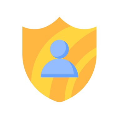 kullanıcı mahremiyeti koruma kalkanı güvenliği Düz stil illüstrasyonlu tek bir izole simge