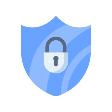 Koruma kalkanı güvenlik kilidi Düz stil illüstrasyonlu tek bir izole simge