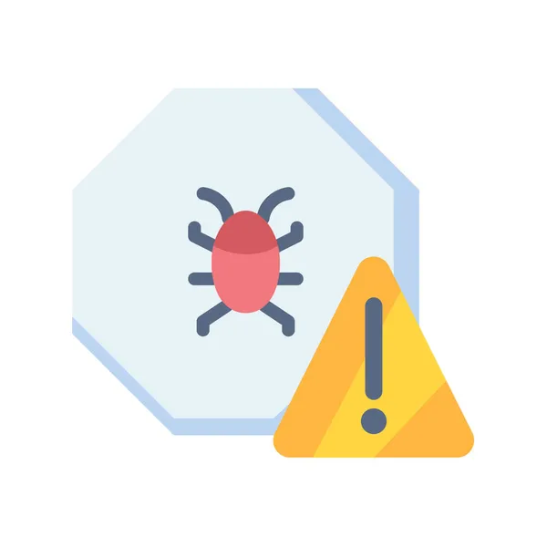Aviso Sinal Bug Alerta Perigo Único Ícone Isolado Com Ilustração —  Vetores de Stock
