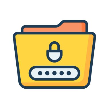 Dizin parola girişi koruması dolu satır biçimi illüstrasyonlu tek bir izole simge