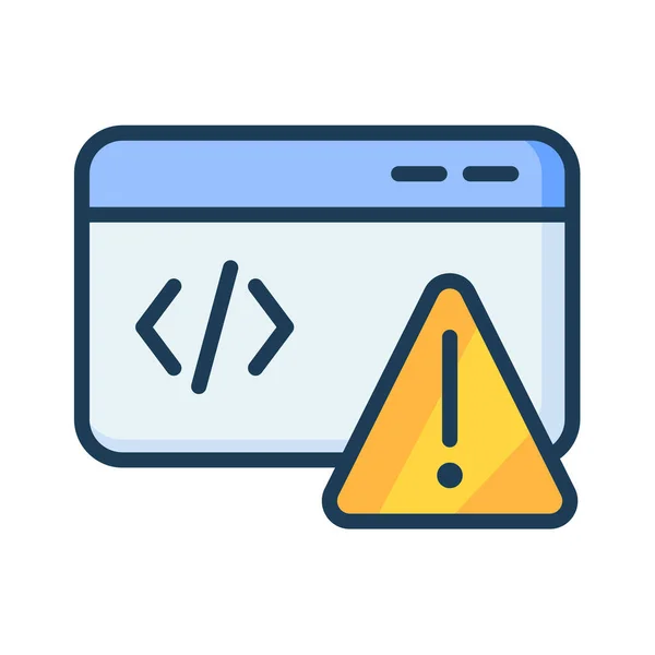 Error Message Alert Code Program Single Isolated Icon Filled Line — Stock Vector