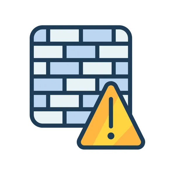 Firewall Alert Antivirus Protection Single Isolated Icon Filled Line Style — Stock Vector