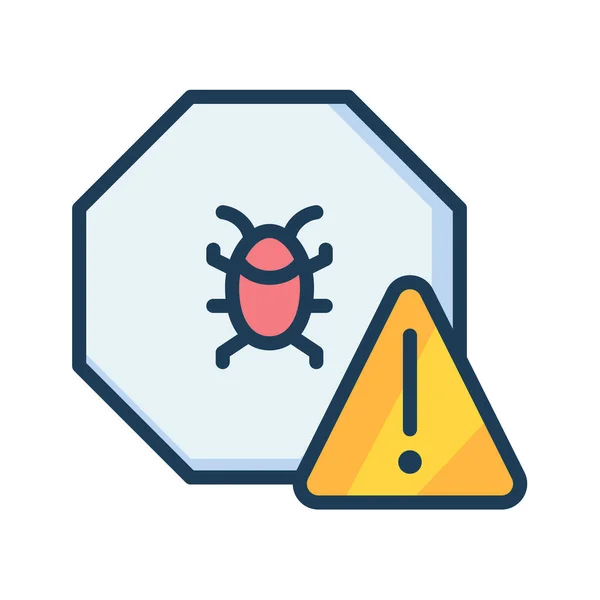 Señal Advertencia Bug Alerta Peligro Único Icono Aislado Con Ilustración — Archivo Imágenes Vectoriales